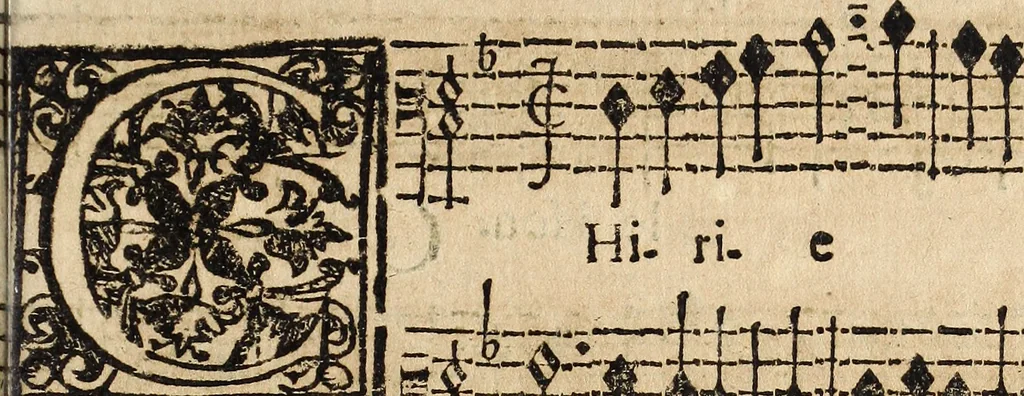 An illustration from Canto harmonico : in cinque parti diviso, col quale si può arriuare alla perfetta cognitione del canto fermo, 1690, leaf 284