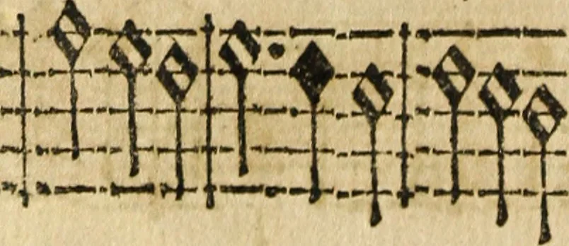 An illustration from Canto harmonico : in cinque parti diviso, col quale si può arriuare alla perfetta cognitione del canto fermo, 1690, leaf 285