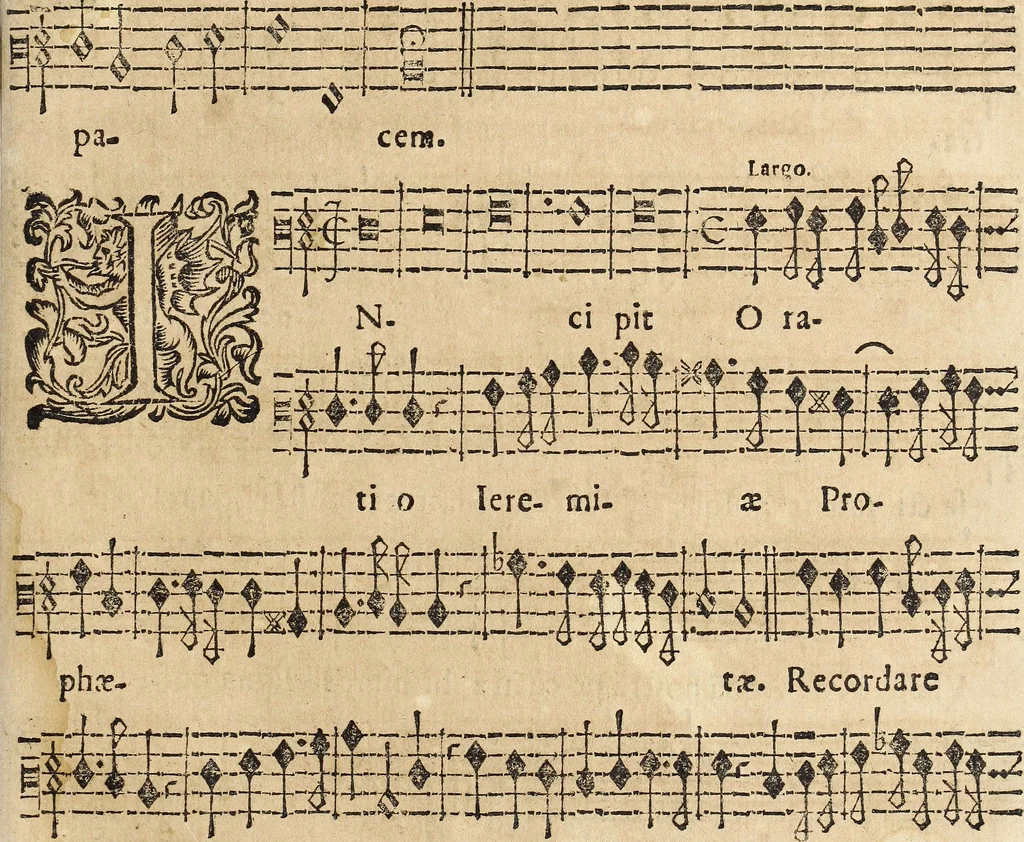 An illustration from Canto harmonico : in cinque parti diviso, col quale si può arriuare alla perfetta cognitione del canto fermo, 1690, leaf 296