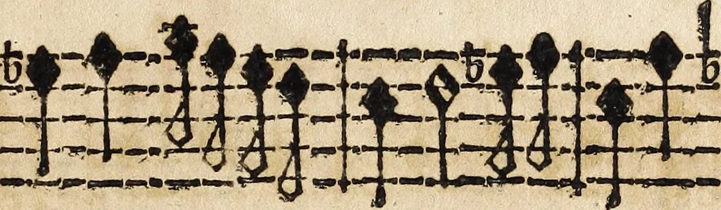 An illustration from Canto harmonico : in cinque parti diviso, col quale si può arriuare alla perfetta cognitione del canto fermo, 1690, leaf 298
