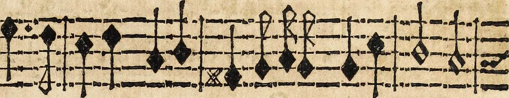 An illustration from Canto harmonico : in cinque parti diviso, col quale si può arriuare alla perfetta cognitione del canto fermo, 1690, leaf 300