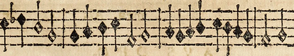 An illustration from Canto harmonico : in cinque parti diviso, col quale si può arriuare alla perfetta cognitione del canto fermo, 1690, leaf 304