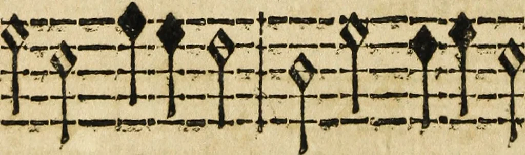 An illustration from Canto harmonico : in cinque parti diviso, col quale si può arriuare alla perfetta cognitione del canto fermo, 1690, leaf 305
