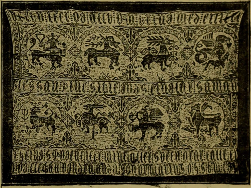 An illustration from Cantor lectures on the arts of tapestry making and embroidery ... delivered before the Society, April 5th, 12th and 19th, 1886, 1886, leaf 24