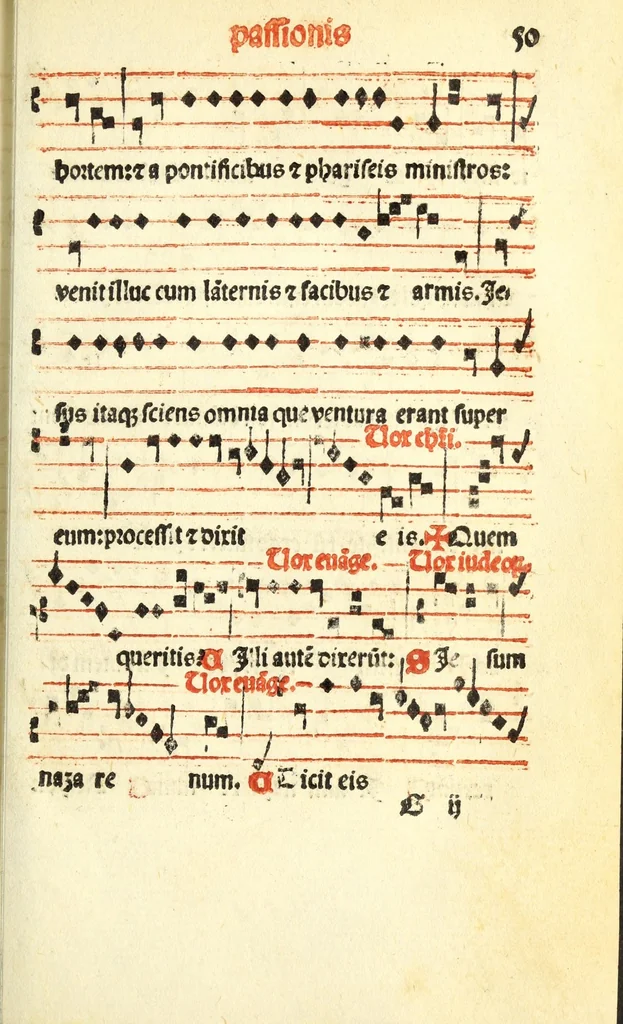 An illustration from Cantus monastici formula noviter impressa : ac in melius redacta : cui aliqua que deerant : consilio multoru[m] adiu[n]cta, 1523, leaf 103