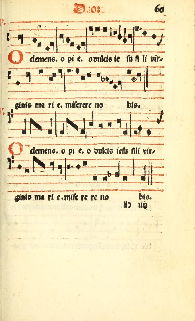 An illustration from Cantus monastici formula noviter impressa : ac in melius redacta : cui aliqua que deerant : consilio multoru[m] adiu[n]cta, 1523, leaf 123