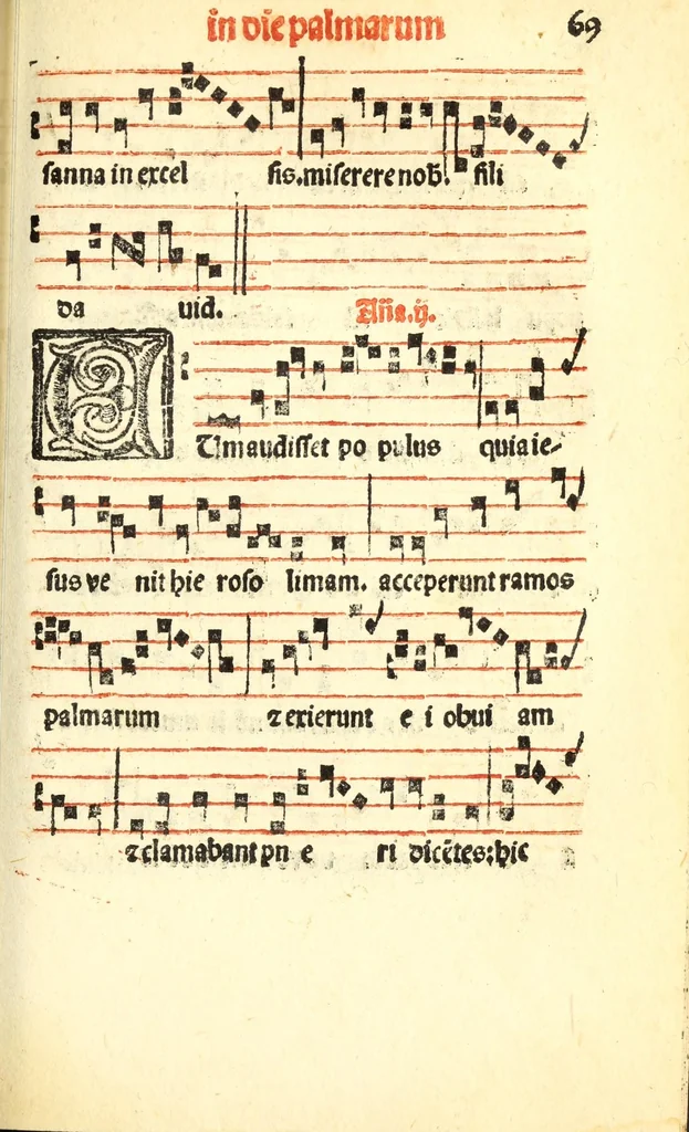 An illustration from Cantus monastici formula noviter impressa : ac in melius redacta : cui aliqua que deerant : consilio multoru[m] adiu[n]cta, 1523, leaf 141