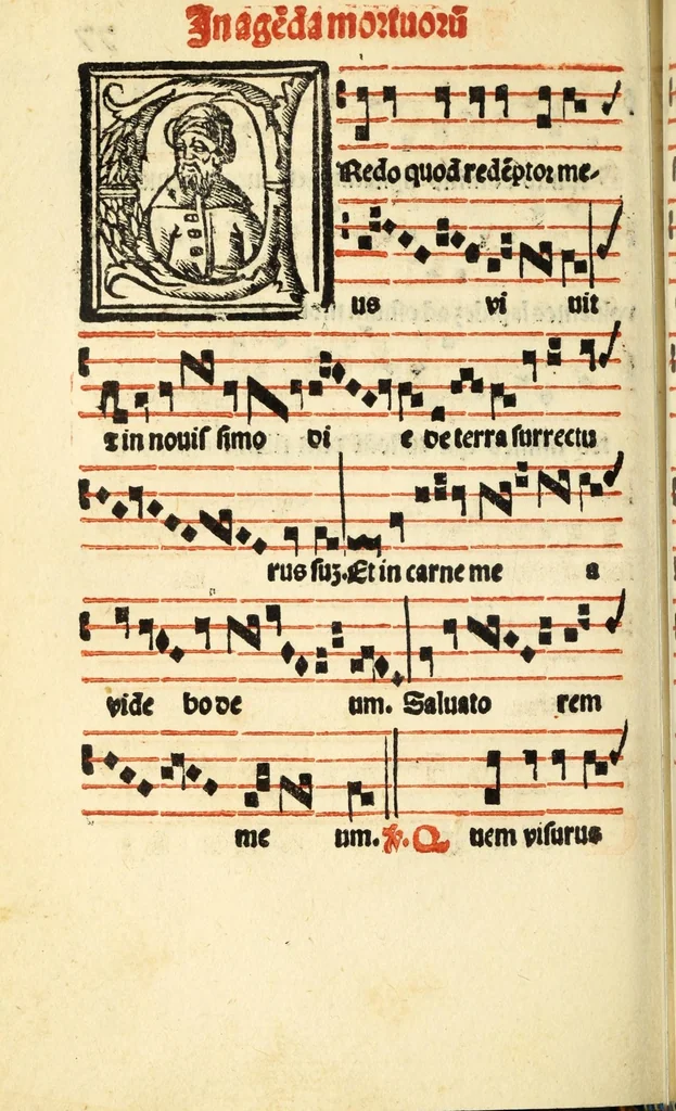 An illustration from Cantus monastici formula noviter impressa : ac in melius redacta : cui aliqua que deerant : consilio multoru[m] adiu[n]cta, 1523, leaf 158