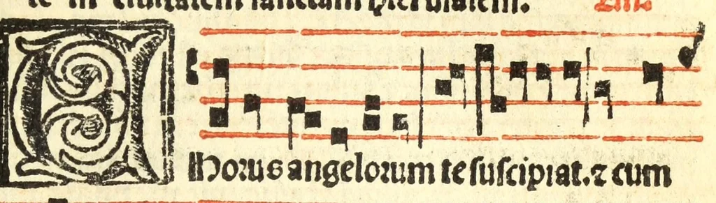 An illustration from Cantus monastici formula noviter impressa : ac in melius redacta : cui aliqua que deerant : consilio multoru[m] adiu[n]cta, 1523, leaf 175