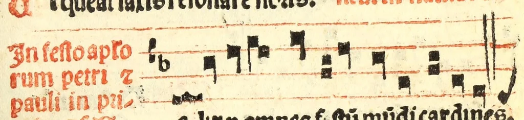 An illustration from Cantus monastici formula noviter impressa : ac in melius redacta : cui aliqua que deerant : consilio multoru[m] adiu[n]cta, 1523, leaf 45
