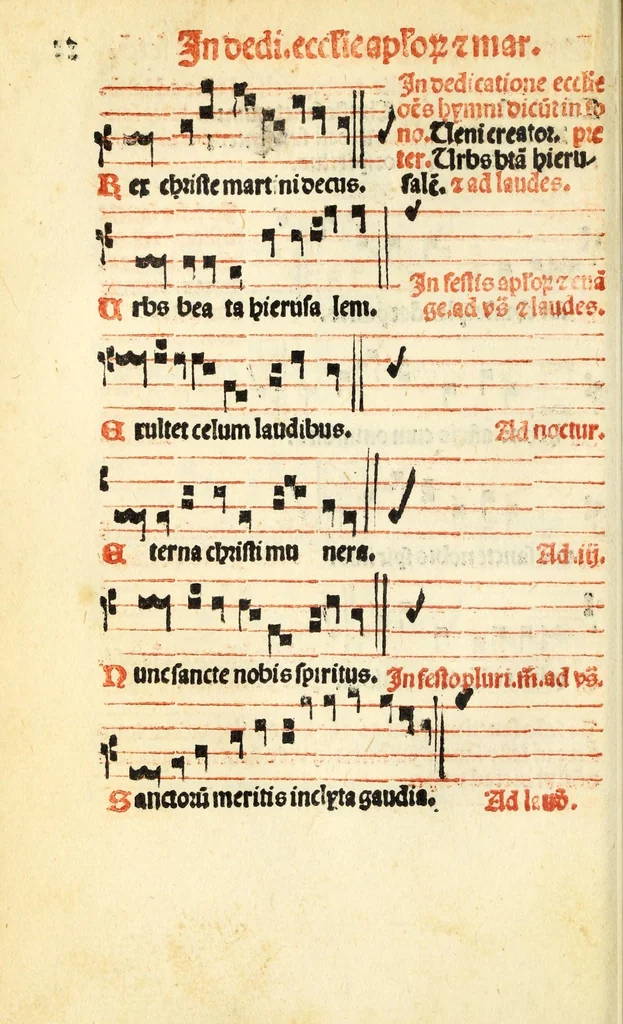 An illustration from Cantus monastici formula noviter impressa : ac in melius redacta : cui aliqua que deerant : consilio multoru[m] adiu[n]cta, 1523, leaf 48