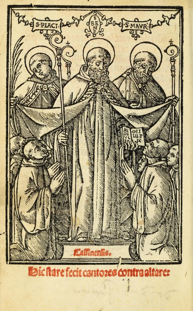 An illustration from Cantus monastici formula noviter impressa : ac in melius redacta : cui aliqua que deerant : consilio multoru[m] adiu[n]cta, 1523, leaf 8