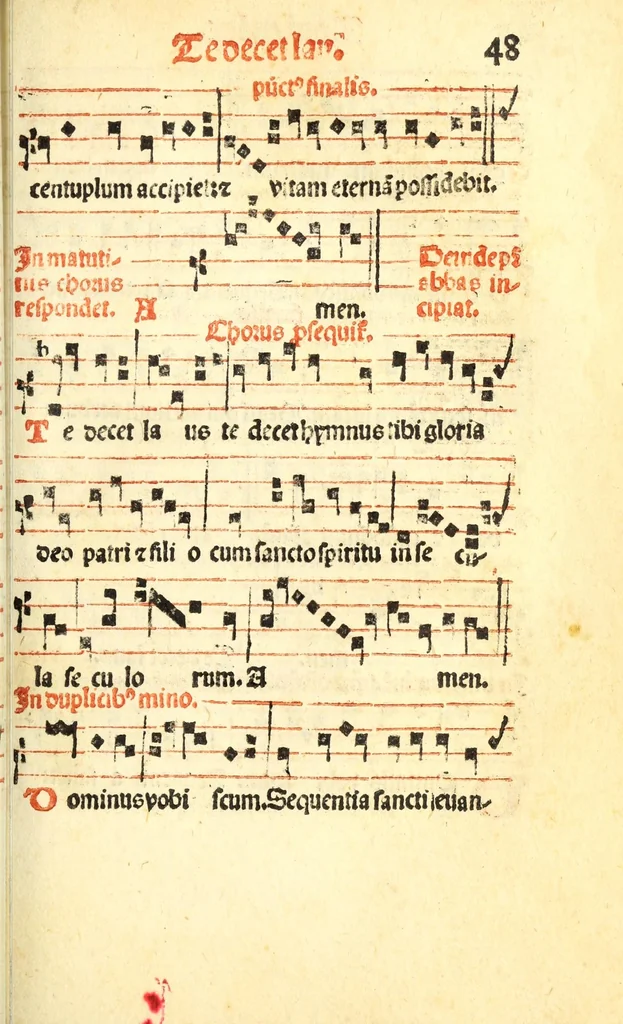 An illustration from Cantus monastici formula noviter impressa : ac in melius redacta : cui aliqua que deerant : consilio multoru[m] adiu[n]cta, 1523, leaf 99
