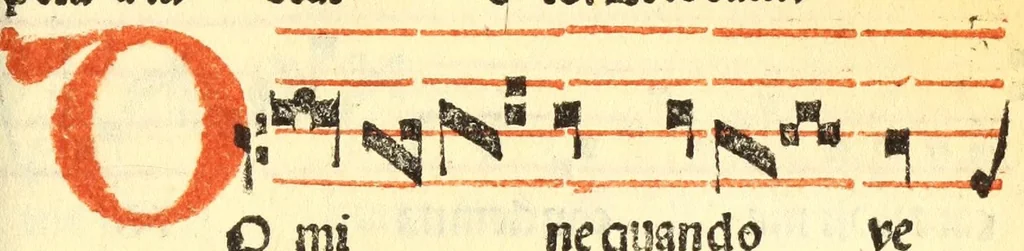 An illustration from Cantus monastici formula noviter impressa : ac in melius redacta : cui que deerant adjuncta : que vero superflua videbantur adempta sunt: cum tono lame[n]tationis hieremie prophete & aliquibus aliis cantibus mensuratis ipsi tempori co[n]gruis, 1535, leaf 159
