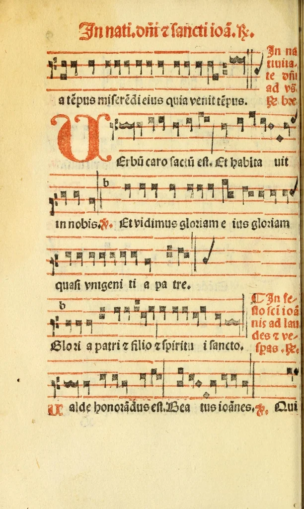An illustration from Cantus monastici formula noviter impressa : ac in melius redacta : cui que deerant adjuncta : que vero superflua videbantur adempta sunt: cum tono lame[n]tationis hieremie prophete & aliquibus aliis cantibus mensuratis ipsi tempori co[n]gruis, 1535, leaf 26