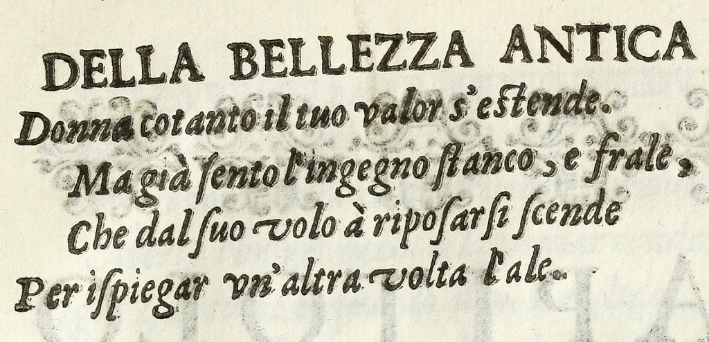 An illustration from Capitoli della bellezza, 1605, leaf 27