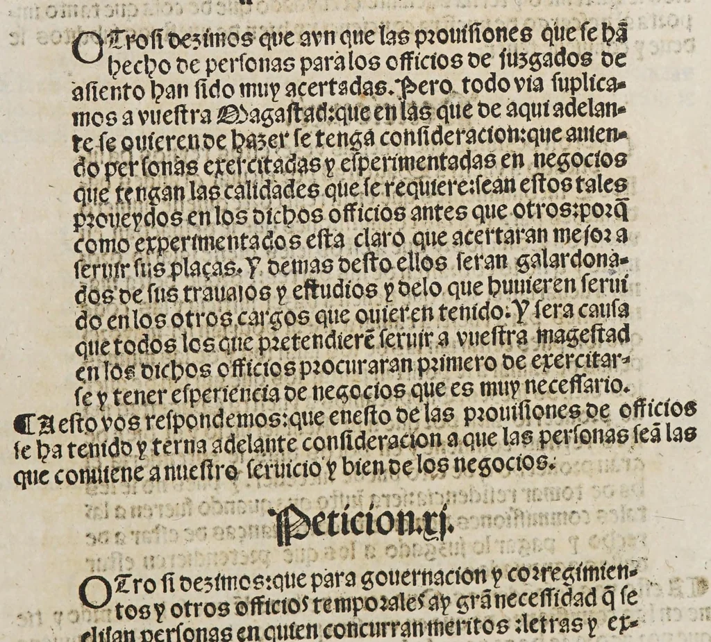 An illustration from Capitulos y leyes discedidos en las cortes q[ue] Su Magestad del rey don Phelipe nuestro señor tuuo y celebro en la ciudad de Toledo: q[ue] se començaro[n] el año passado de M.D. Lix. y se fenesciero[n] y acabaro[n] este presente año de mil y quinientos y sesenta. : Van añadidas. La pregmatica para q[ue] ningu[n] natural destos reynos vaya a estudiar fuera d[e]llos. Y vna prouision q[ue] Su M[agestad] mando hazer cerca de la talla delas aues q[ue] se toma[n] para la caça de su M[agestad]. Y otra pregmatica para q[ue] los gitanos no anden por estos reynos. Y otra prouisio[n] para q[ue] los mesones este[n] bie[n] proueydos de los mantenie[n]tos necessarios. Y vna cedula de Su M[agestad] sobre la orden q[ue] se ha de tener en los recognoscimie[n]tos de conocimientos y execucion dellos, 1560, leaf 15
