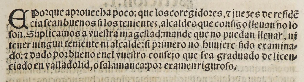 An illustration from Capítulos nueuame[n]te concedidos por la S.C.C.M. del emperador y rey nuestro señor en las cortes que tuuo y celebro en la ciudad de Toledo: en el año passado de M.D.[y] xxix. años. : Con la declaracio[n] de las pregmaticas de las mulas, y q[ua]rtagos. Juntame[n]te con los capitulos dicedidos en las cortes q[ue] assi mismo tuuo, y celebro en la villa de Valladolid: este año de mil [y] quinientos [y] xl.ij. años, 1545, leaf 29