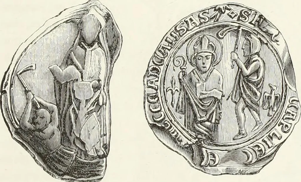 An illustration from Caractâeristiques des saints dans l'art populaire, 1867, leaf 100
