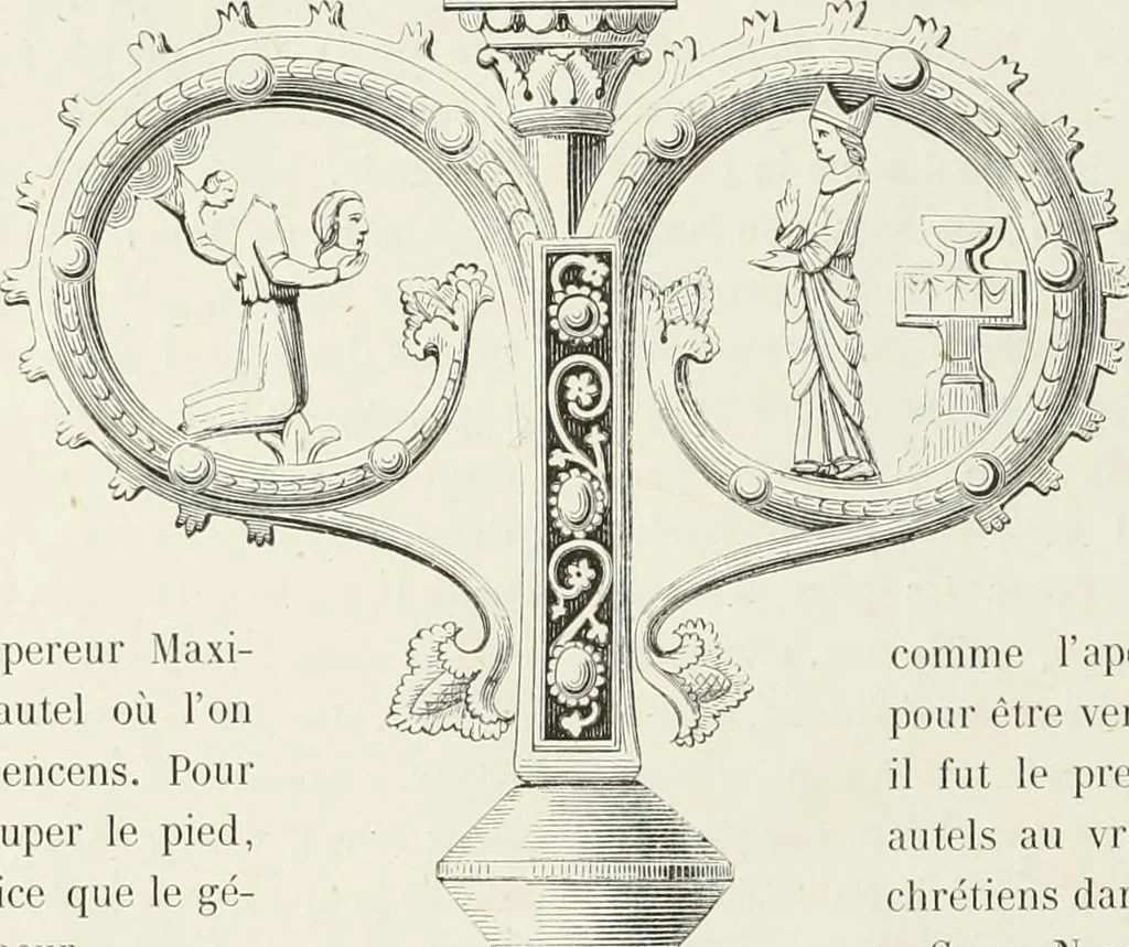 An illustration from Caractâeristiques des saints dans l'art populaire, 1867, leaf 111