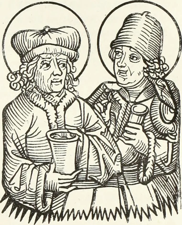 An illustration from Caractâeristiques des saints dans l'art populaire, 1867, leaf 148