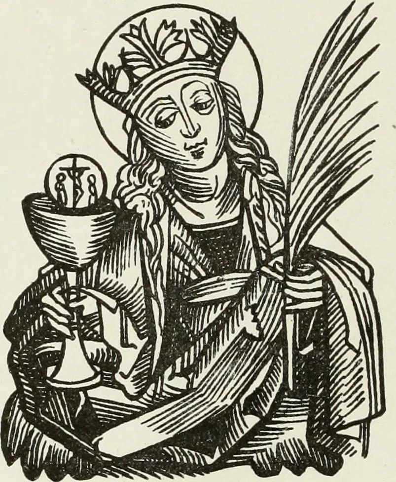 An illustration from Caractâeristiques des saints dans l'art populaire, 1867, leaf 189