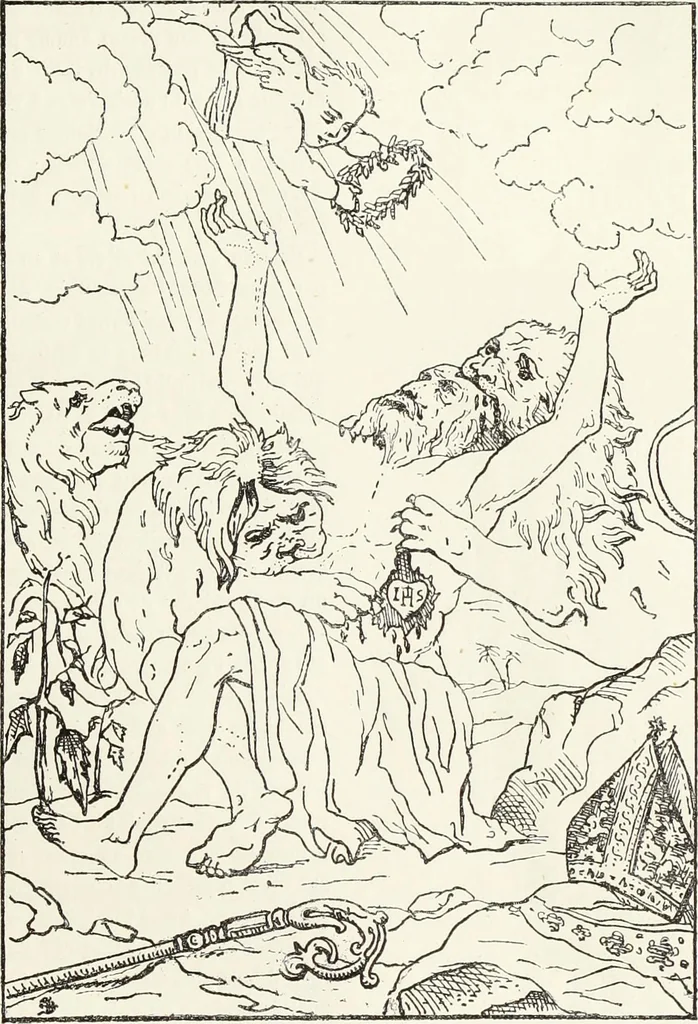 An illustration from Caractâeristiques des saints dans l'art populaire, 1867, leaf 246