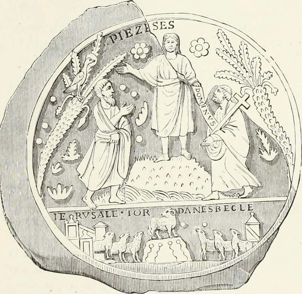 An illustration from Caractâeristiques des saints dans l'art populaire, 1867, leaf 26