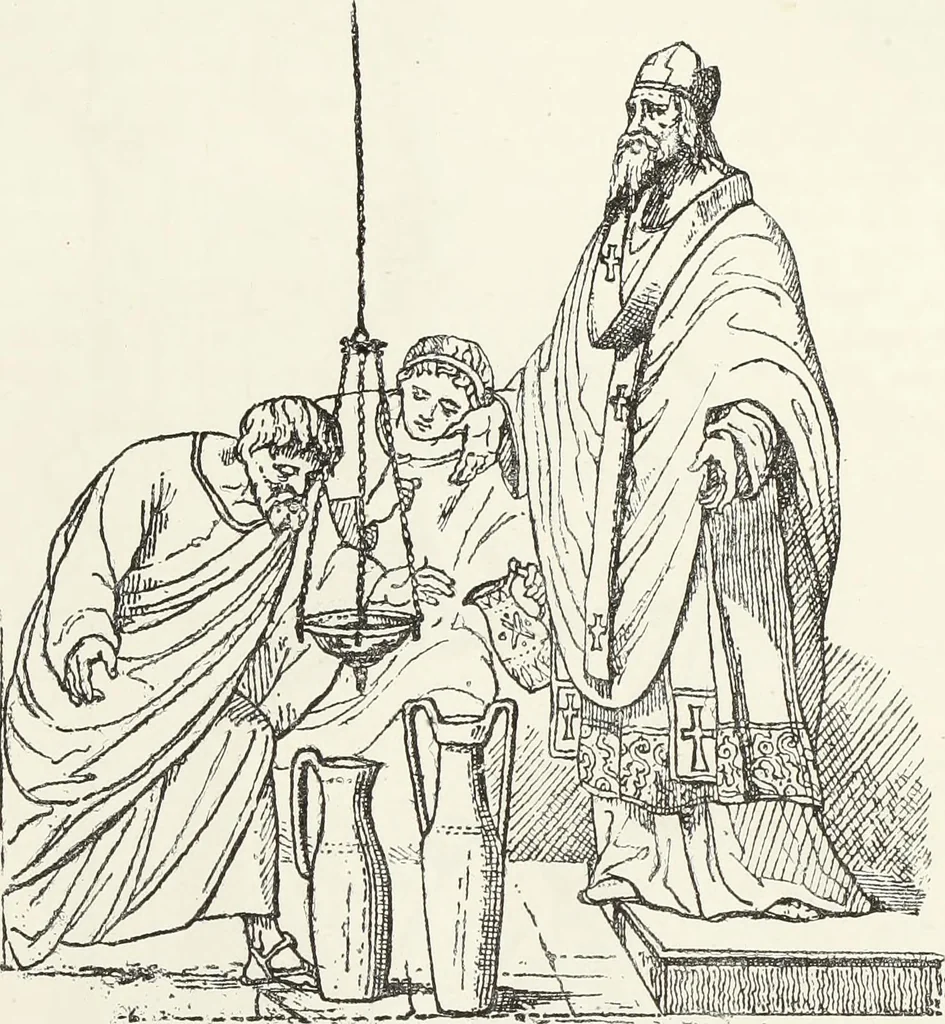 An illustration from Caractâeristiques des saints dans l'art populaire, 1867, leaf 316