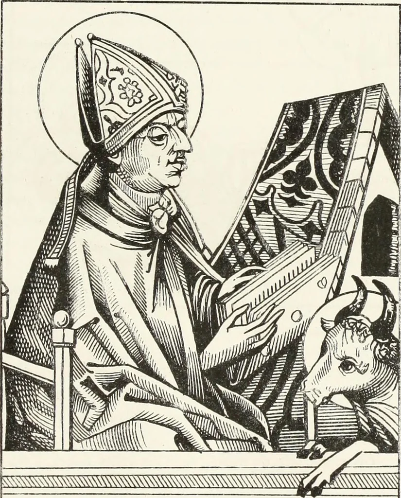 An illustration from Caractâeristiques des saints dans l'art populaire, 1867, leaf 414