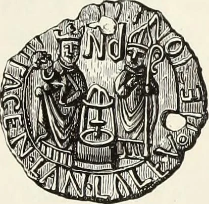 An illustration from Caractâeristiques des saints dans l'art populaire, 1867, leaf 436