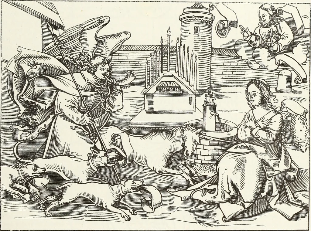 An illustration from Caractâeristiques des saints dans l'art populaire, 1867, leaf 56
