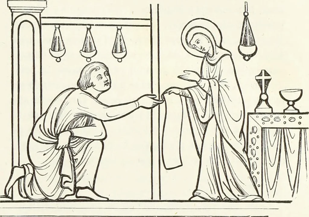 An illustration from Caractâeristiques des saints dans l'art populaire, 1867, leaf 70