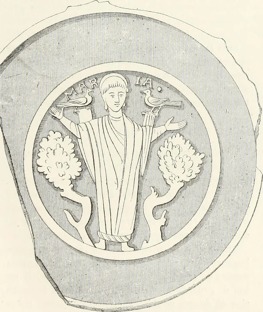 An illustration from Caractâeristiques des saints dans l'art populaire, 1867, leaf 142