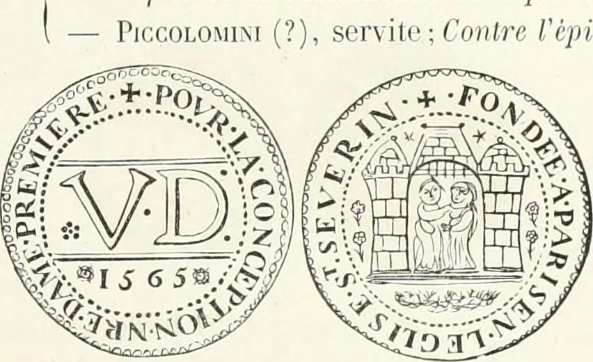 An illustration from Caractâeristiques des saints dans l'art populaire, 1867, leaf 186