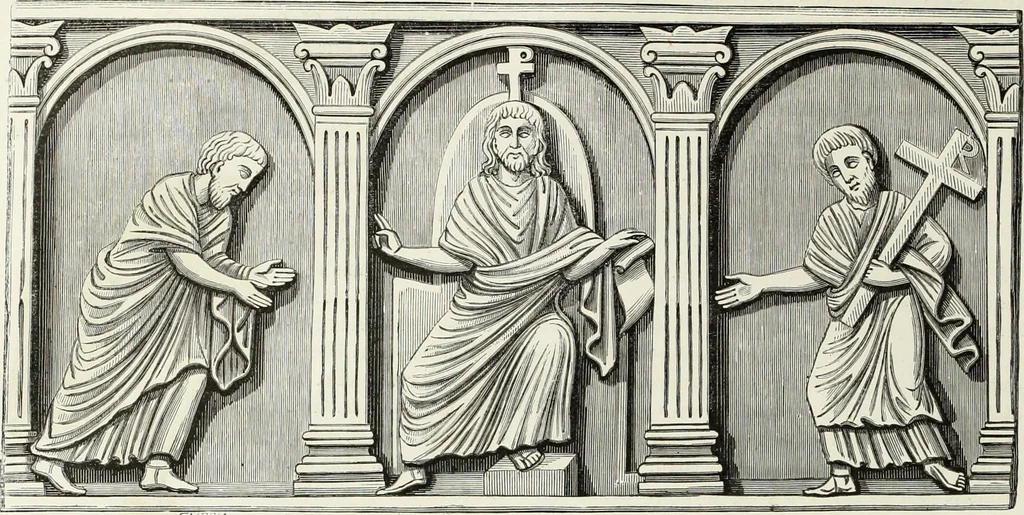 An illustration from Caractâeristiques des saints dans l'art populaire, 1867, leaf 19