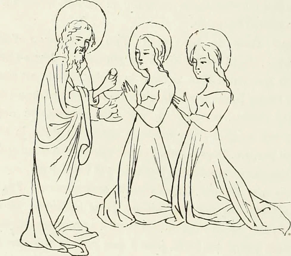 An illustration from Caractâeristiques des saints dans l'art populaire, 1867, leaf 19