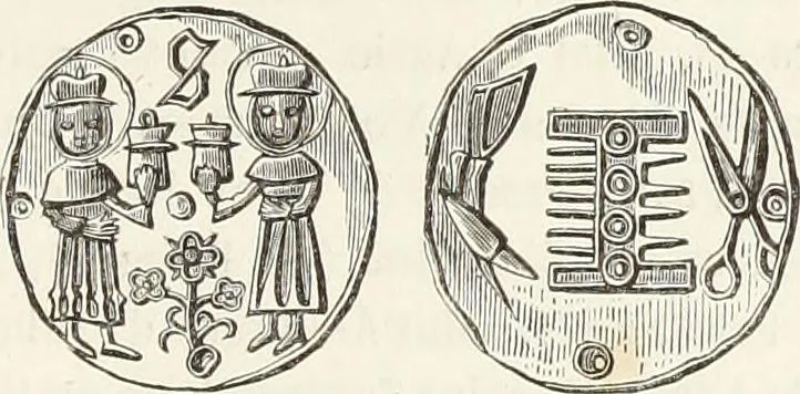 An illustration from Caractâeristiques des saints dans l'art populaire, 1867, leaf 206