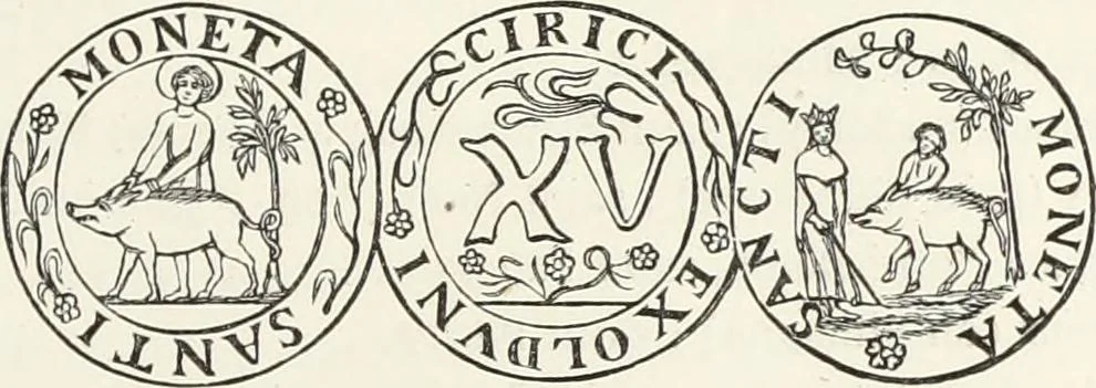 An illustration from Caractâeristiques des saints dans l'art populaire, 1867, leaf 220