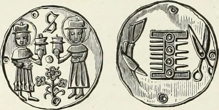 An illustration from Caractâeristiques des saints dans l'art populaire, 1867, leaf 241