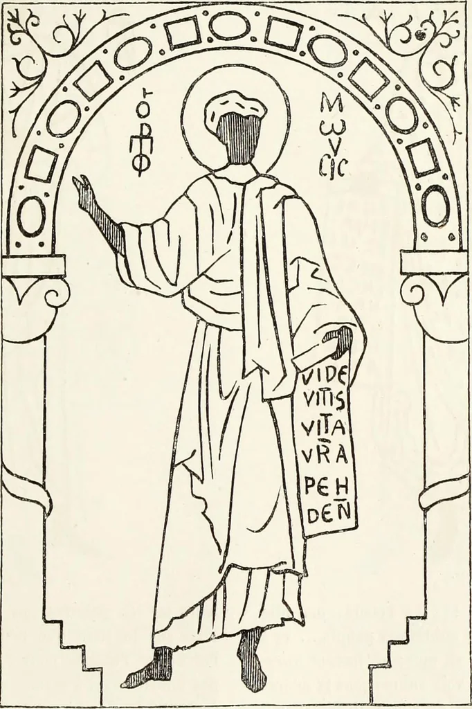 An illustration from Caractâeristiques des saints dans l'art populaire, 1867, leaf 278