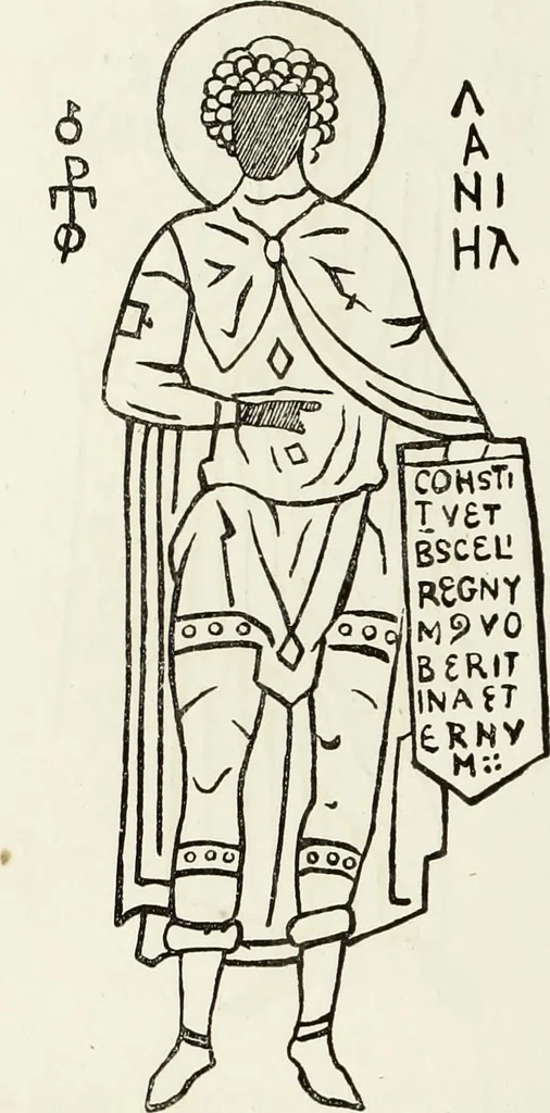 An illustration from Caractâeristiques des saints dans l'art populaire, 1867, leaf 281