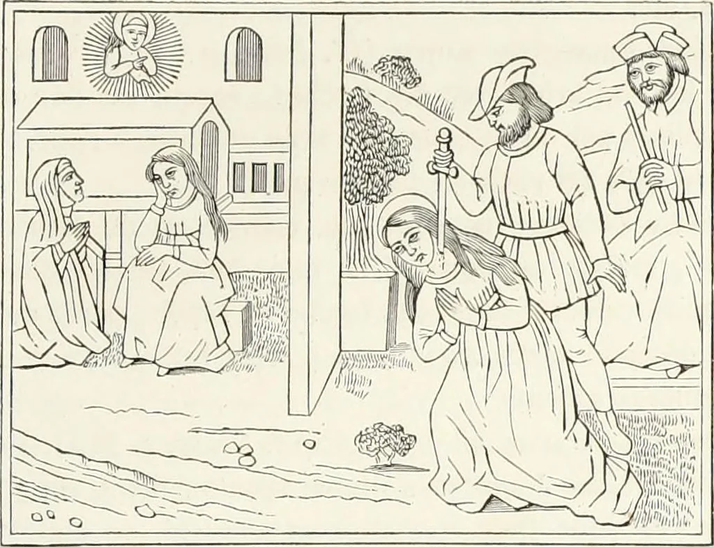 An illustration from Caractâeristiques des saints dans l'art populaire, 1867, leaf 340