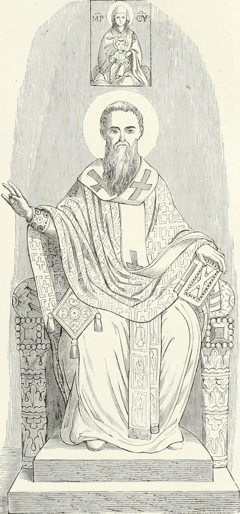 An illustration from Caractâeristiques des saints dans l'art populaire, 1867, leaf 48