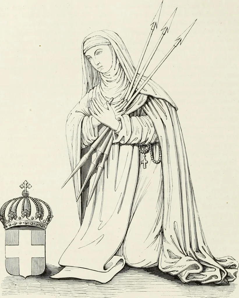 An illustration from Caractâeristiques des saints dans l'art populaire, 1867, leaf 65