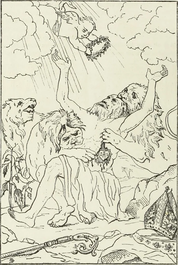 An illustration from Caractâeristiques des saints dans l'art populaire, 1867, leaf 73