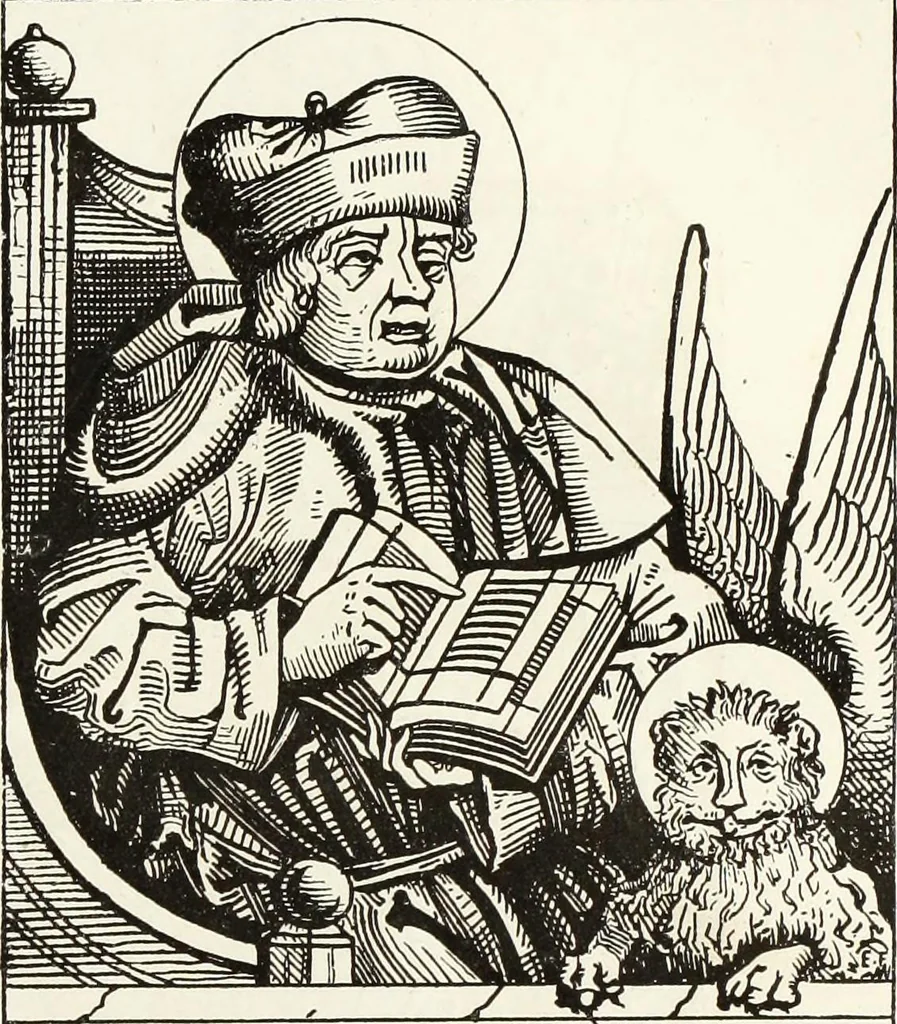 An illustration from Caractâeristiques des saints dans l'art populaire, 1867, leaf 74