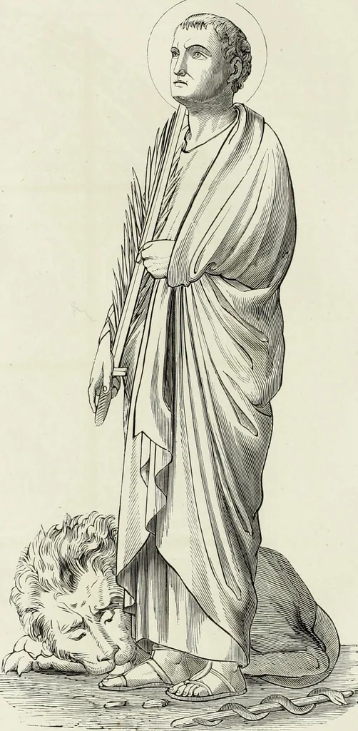 An illustration from Caractâeristiques des saints dans l'art populaire, 1867, leaf 77