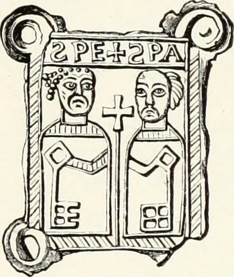 An illustration from Caractâeristiques des saints dans l'art populaire, 1867, leaf 8