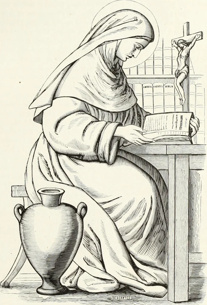 An illustration from Caractâeristiques des saints dans l'art populaire, 1867, leaf 92